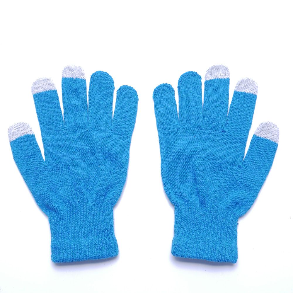 Magic touch screen handsker smartphone texting stretch voksen one size vinter varmere strik handsker 13 farver: Himmelblå