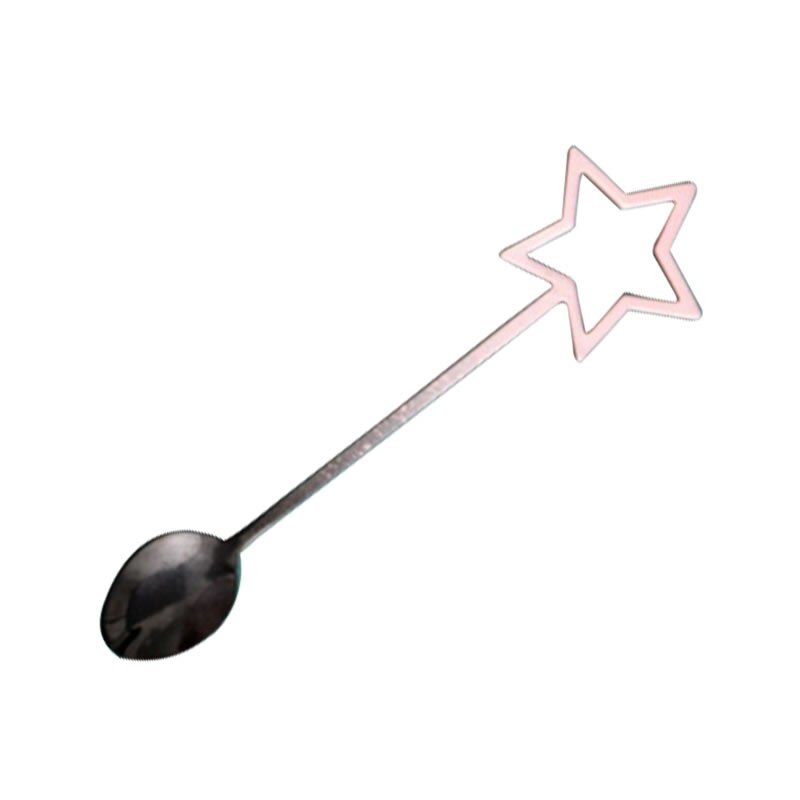 1Pcs Stars Spoon Handle Stainless Steel Coffee Spoons Simple Stirring Spoon Dessert Ice Cutlery Kitechen Gadget: Black Pink