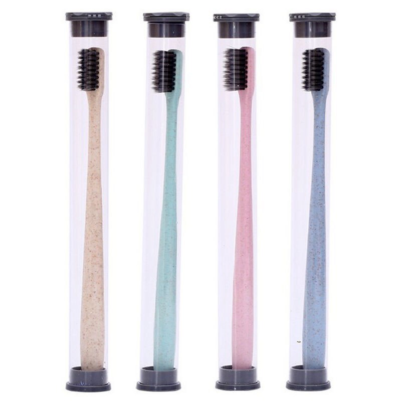 1pc material do talo de trigo escova de dentes ultra fino super macio cerdas escova de dentes simples titular escova de limpeza profunda para cuidados orais