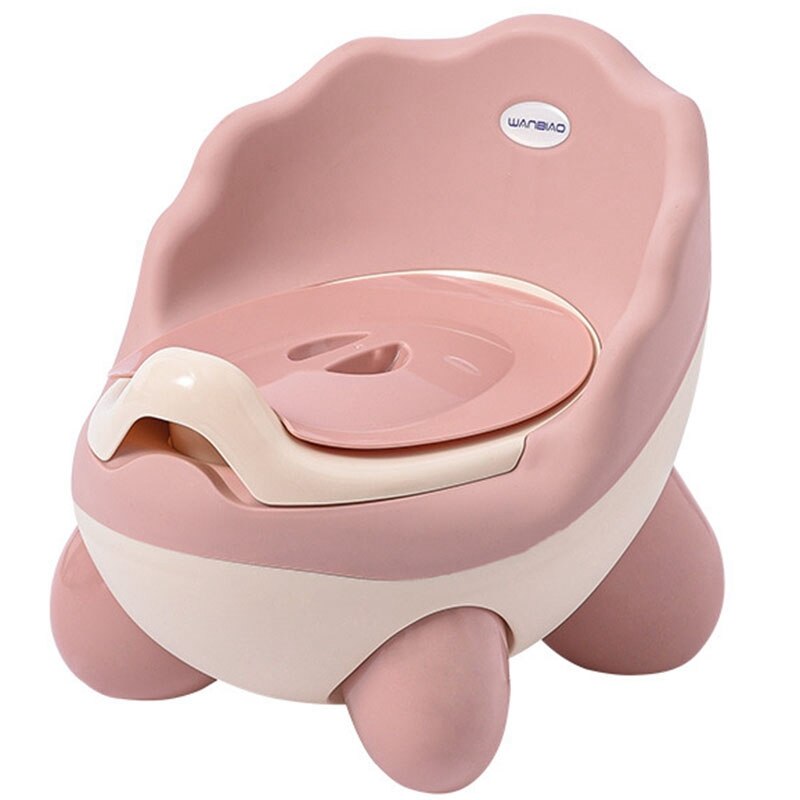 Baby potte toilet sæde skål bærbar træning baby potte børn sengepande behagelig ryglæn toilet piger drenge: Lyserød
