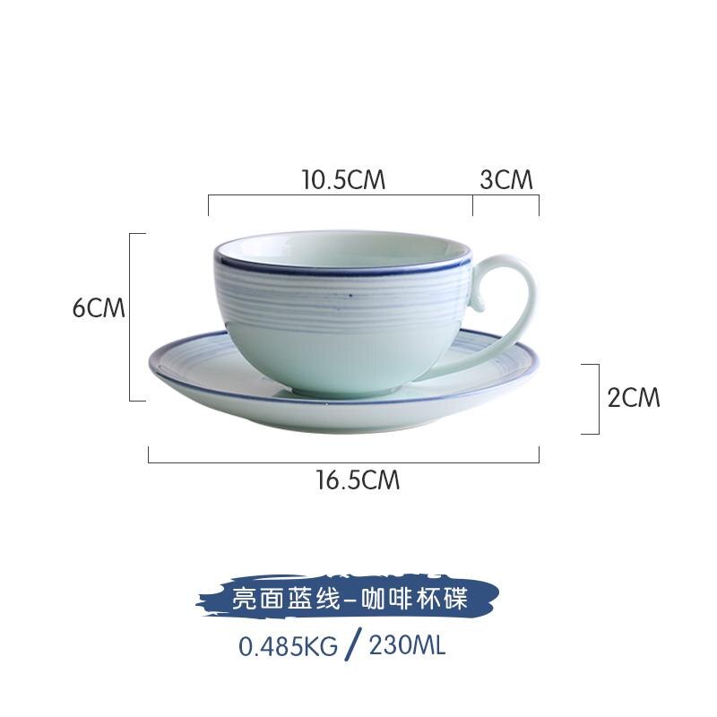Japanese Ceramic Tableware Rice Bowl Soup Dish Fish Seasoning: Blue coffee cup set