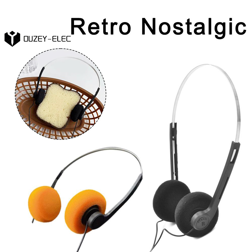 Retro On-Ear Wired Stereo Headphones Adjustable Headband for Music Mp3 Walkman CD Player Computer Sports Photo Props