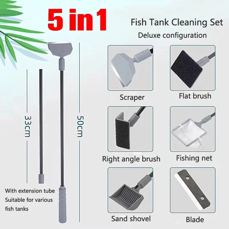 Aquarium Algen Tank Cleaner Set Aquariums Reinigingsgereedschap Kit Aquarium Cleaner Aquarium Netto Schraper Spons Accessoires: green