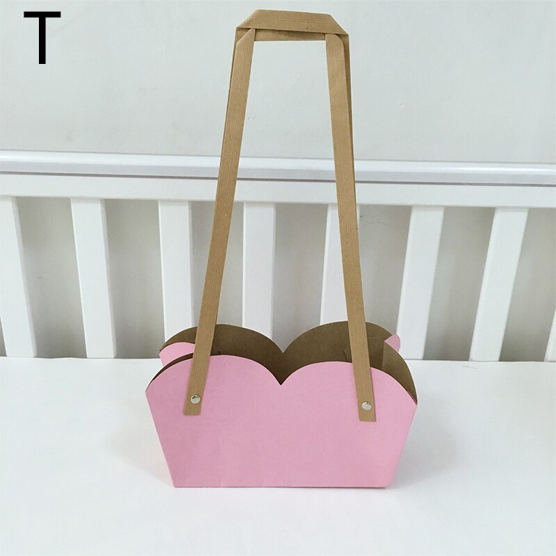 Waterproof Kraft Paper Flower Box Flowers Packaging Box Flower Basket Flower Folding Handbag: T