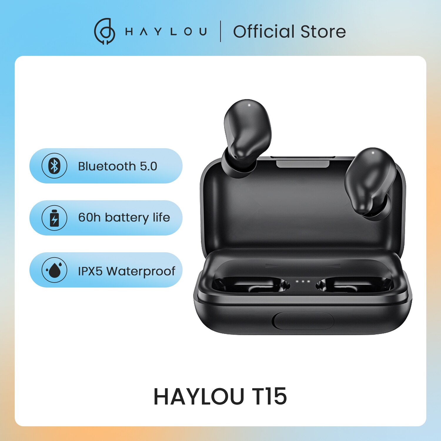 Haylou T15 2200mAh contrôle tactile casque sans fil HD stéréo bruit Lsolation Bluetooth écouteurs avec affichage du niveau de la batterie