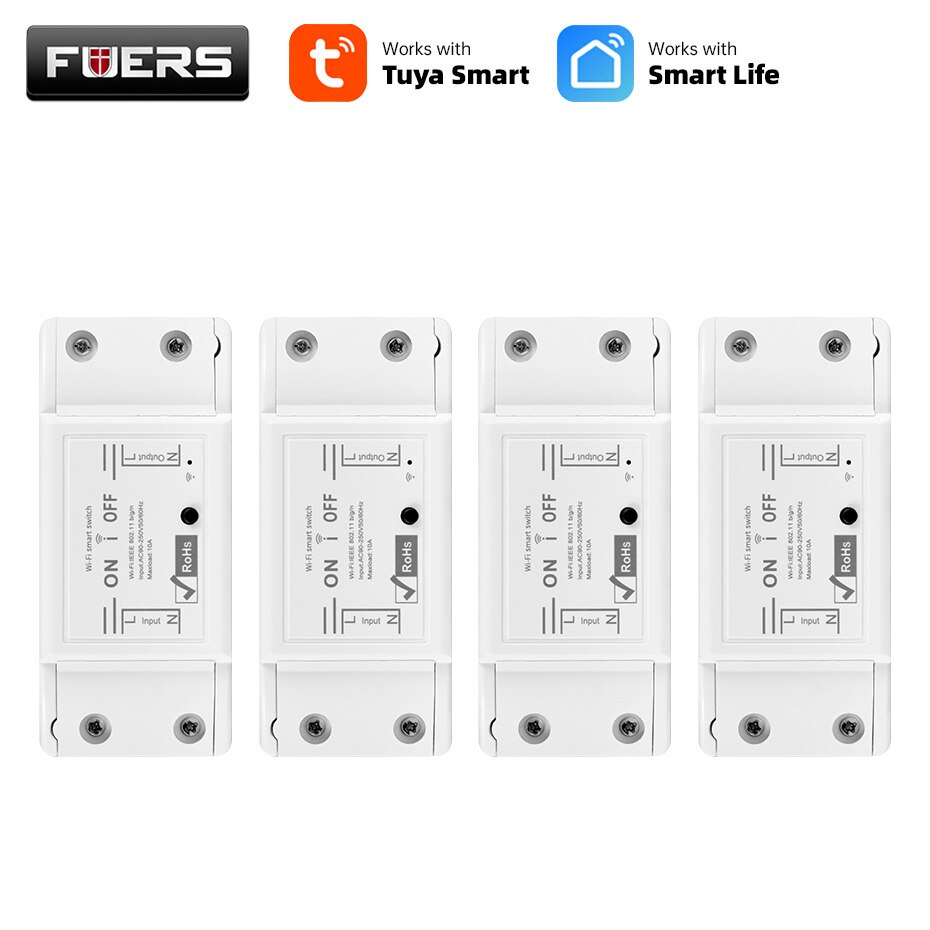 Wifi Smart Home Switch LED Light Breaker Wireless Remote Tuya Smart Life APP Control Work with Alexa Google Assistant IFTTT: 4 Pcs