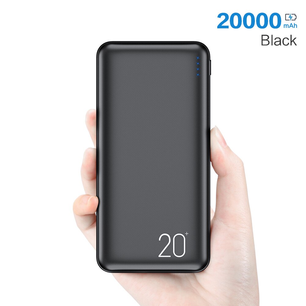 10000/20000mAh moc Bank dla Xiaomi mi 9 8 uniwersalna ładowarka Powerbank podwójne porty Usb Powerbank zewnętrzna bateria Poverbank: czarny 20000mAh