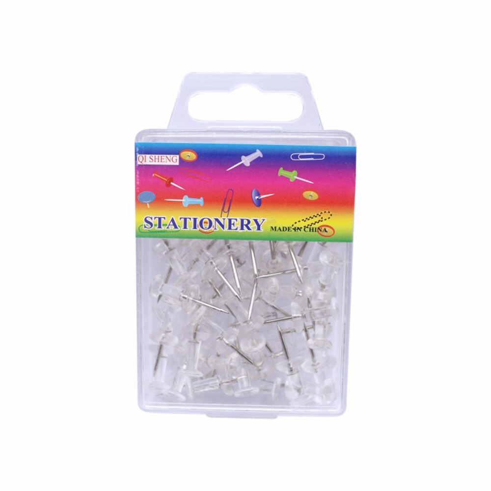 50pcs/set Transparent Plastic Tacks Push Pins Wooden Board Photo Map Thumb Tacks Office Binding Supplies School Stationery: Default Title