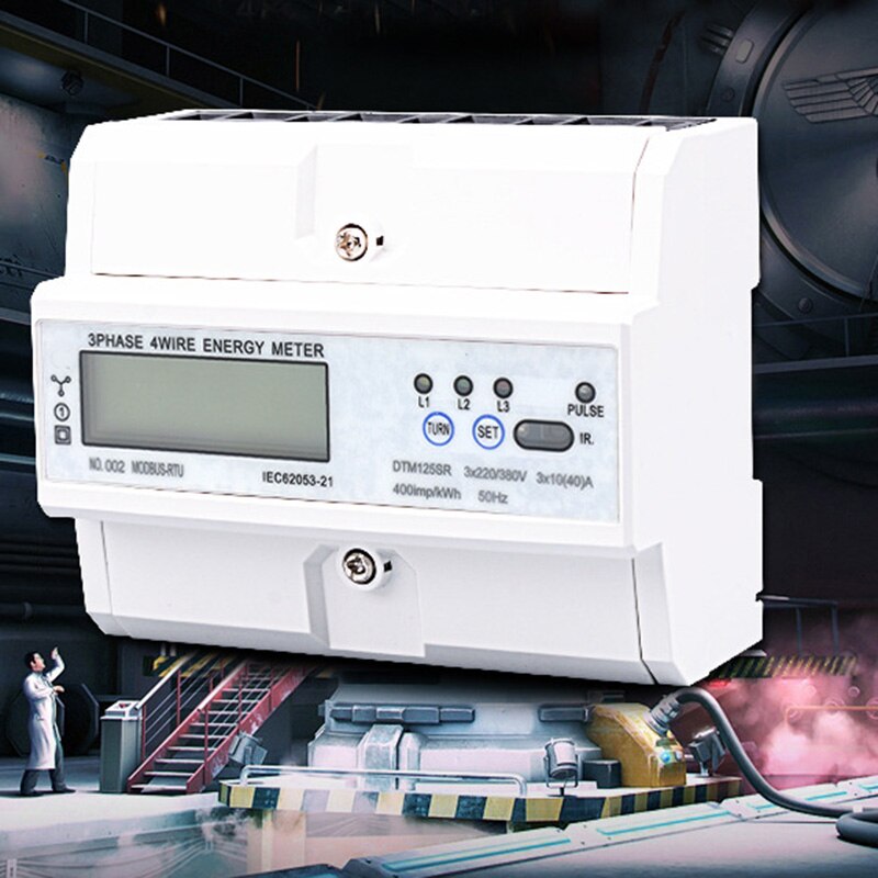 Compteur d'énergie de wattmètre de Rail Din Watt mètre triphasé à quatre fils RS485 MODBUS protocole multifonctionnel 3xAC22 0/380V 10-40A