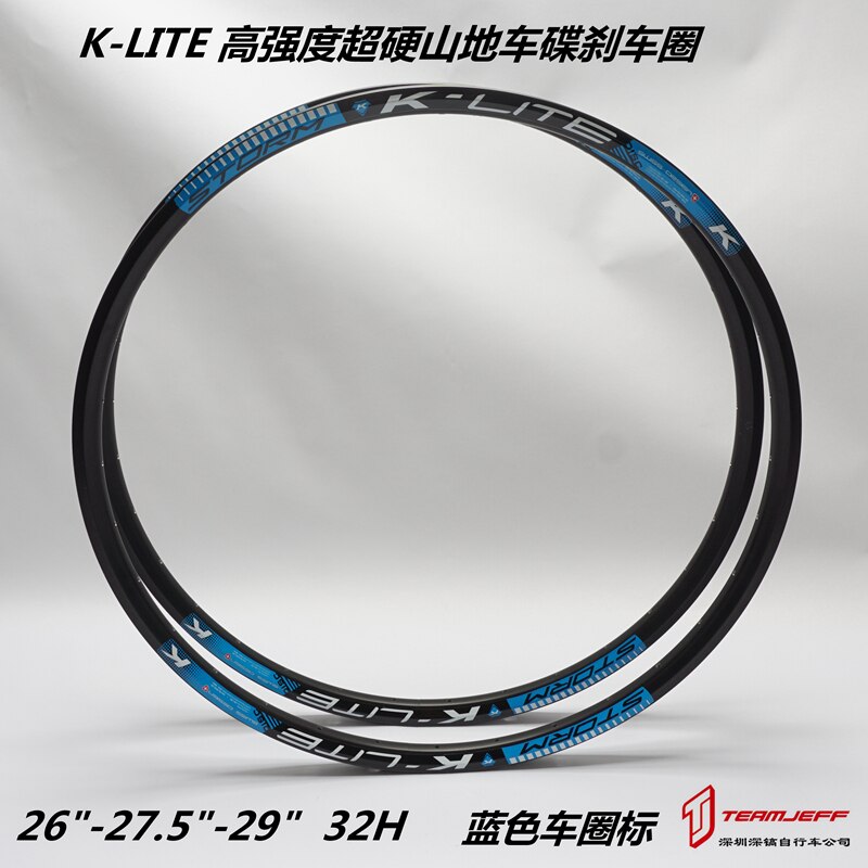 K-LITE 26 "27,5" MTB Mountainbike Felge Legierung Doppel Zauberstab Felgen 32H mit Edelstahl Eyelects: 27.5  Blau decal