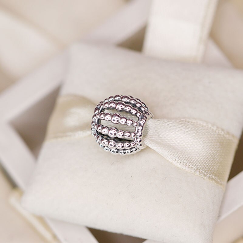 Valentine's Day 100% 925 Sterling silver Beaded Openwork Charms fit Pan Bracelets Bangles DIY for Women