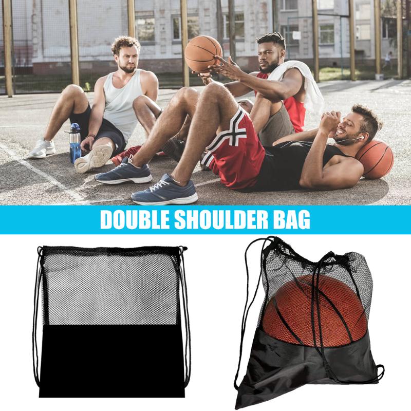 Multifunksjons svart basketball mesh poser bærbar fotball ball oppbevaringspose pose arrangør utendørs sports trening vesker