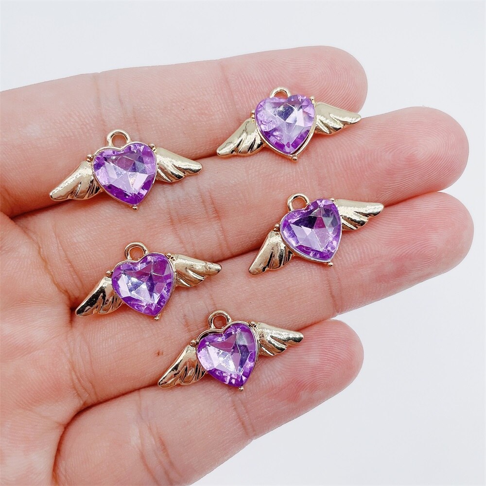 20 stück 25*14mm- farbige acryl-engelsflüGel-anhänger aus legierung, zubehör für diy-schmuck, bastelarbeiten, halsketten, ohrringe, Material