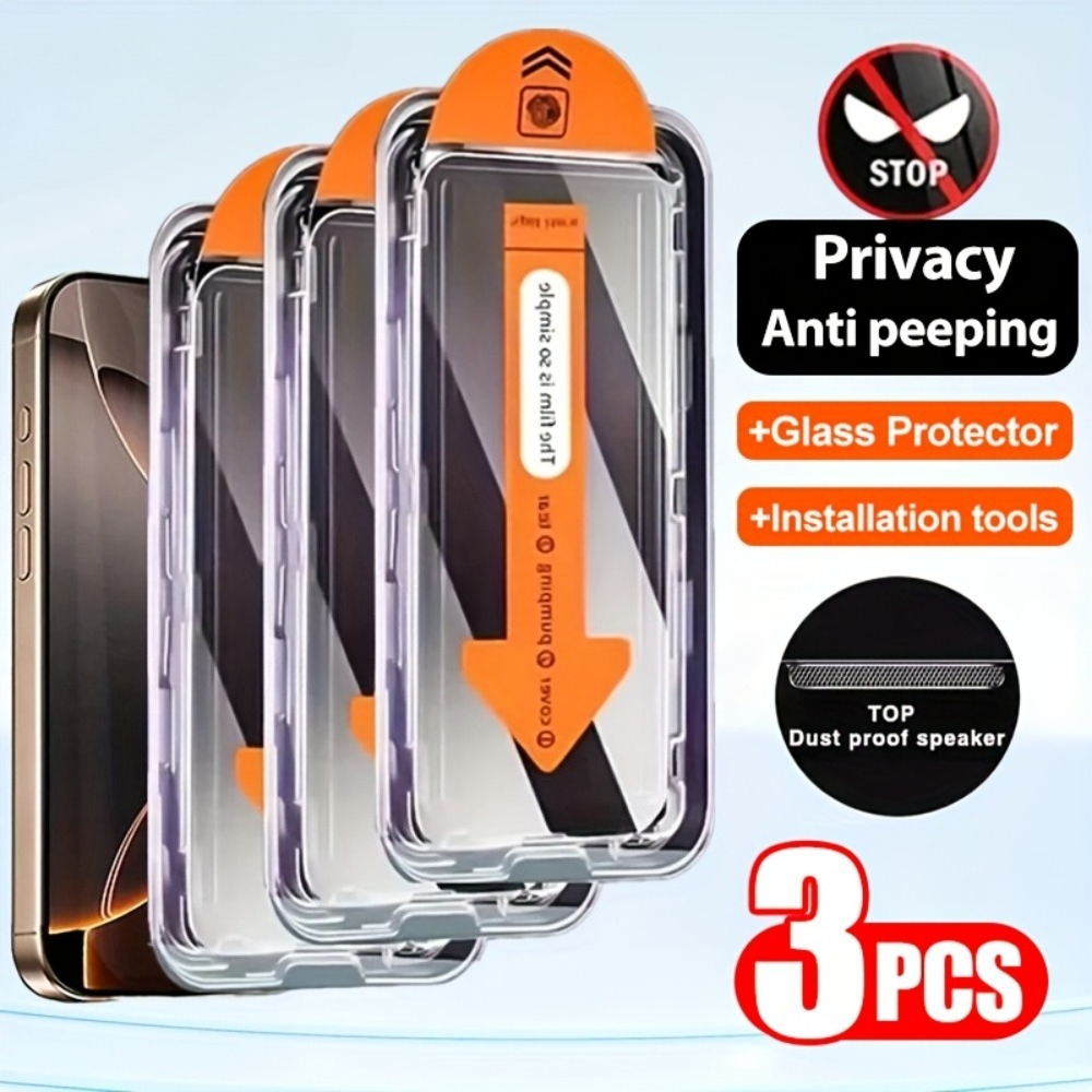 3 szt. Antyszpiegowskie szkło hartowane na cały ekran robić iPhone 17 16 15 14 zawodowiec Max 14 15 plus 12 13 11 zawodowiec X XR XS Max, bezpyłbyć winnym