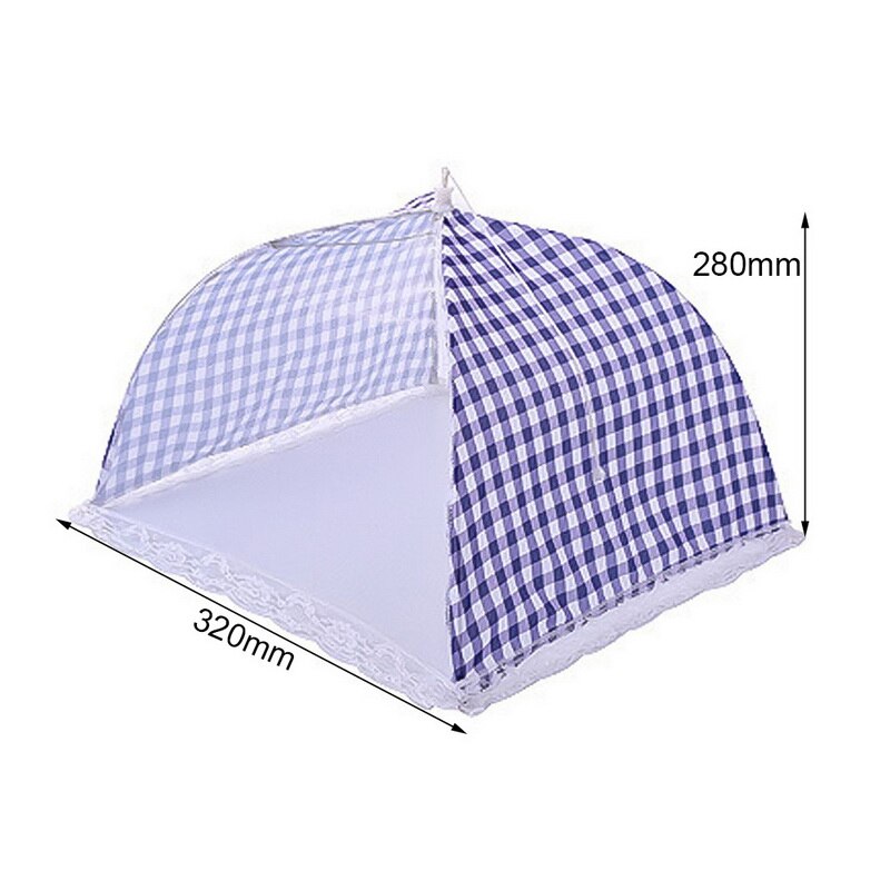 Anti Fly Mosquito Voedsel Schotel Cover Keuken Gevouwen Mesh Eten Cover Bbq Picknick Keukengerei Paraplu Stijl Keuken Gereedschap: blue 32x28cm