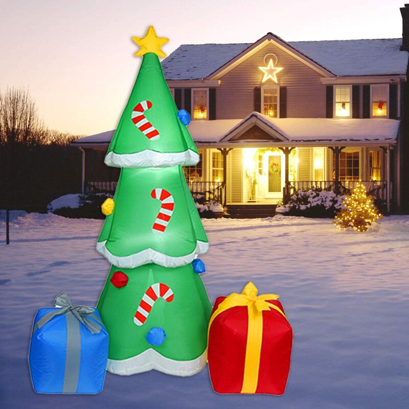 160Cm Giant Opblaasbare Kerstboom Met Geschenkdozen Led Verlichte Speelgoed Verjaardag Bruiloft Christmas Party Props Yard Home Deco