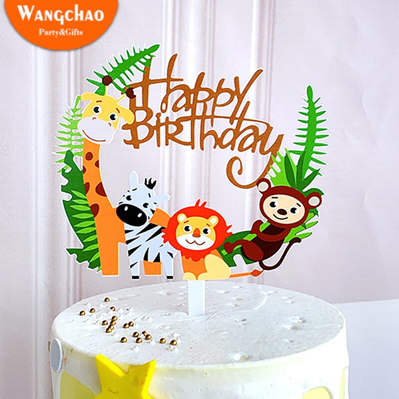 Cute Cartoon Acrylic Cake Card Happy Birthday Small Animal Birthday Cake Decoration Cake Decorating Supplies
