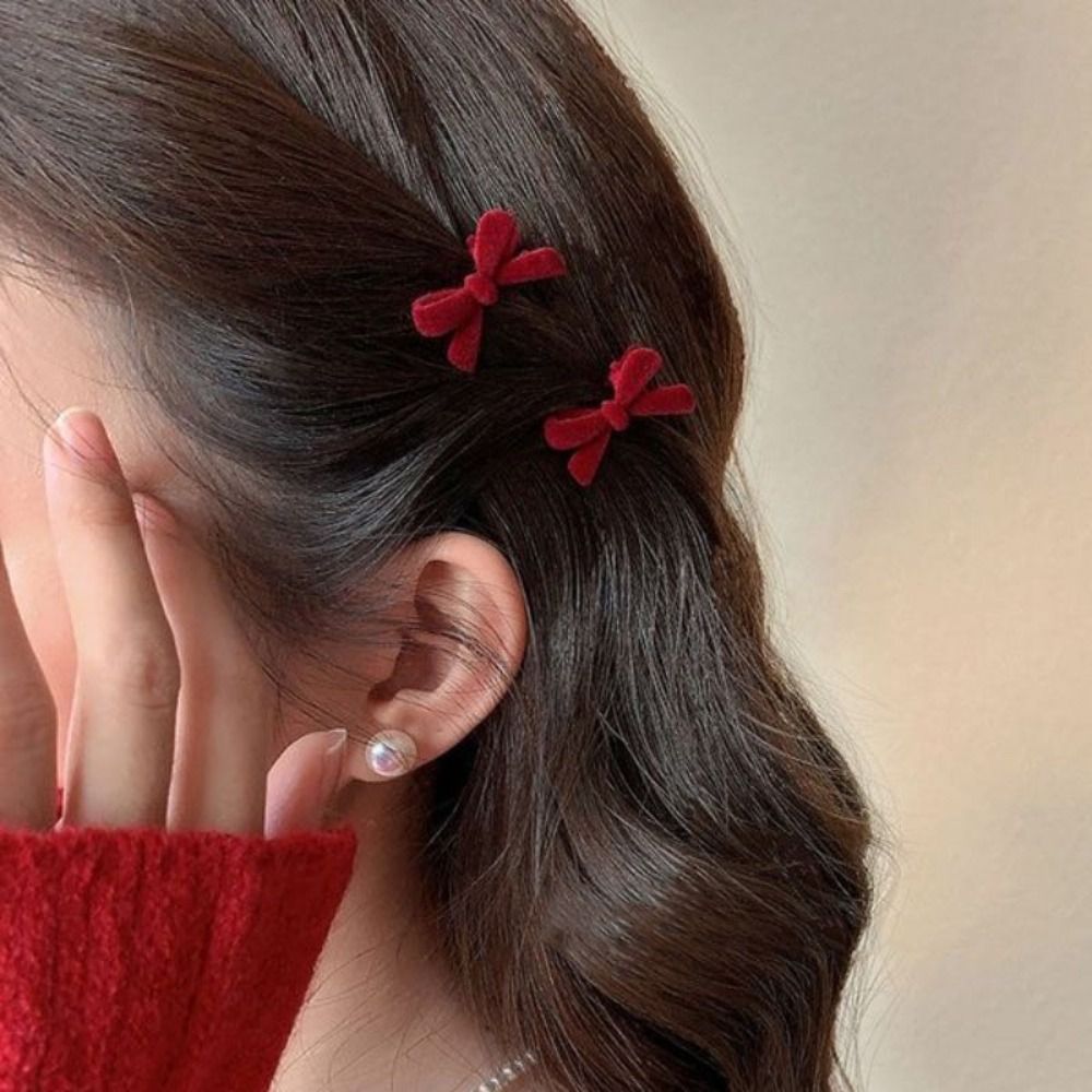 Horquilla de terciopelo con lazo para mujer, accesorios para el cabello, herramientas de peinado, pinzas para el cabello con lazo, Mini horquillas