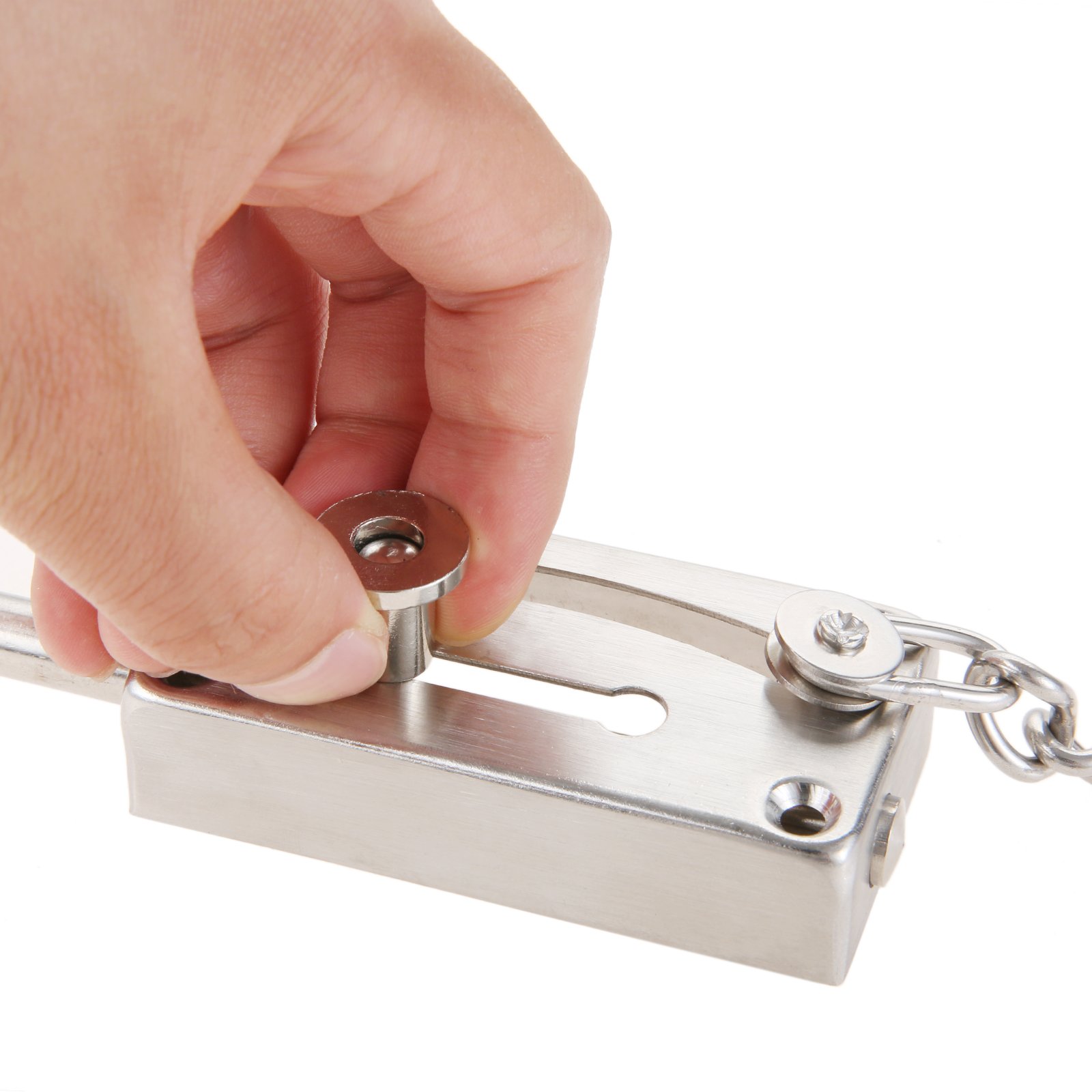 1kit Door Bolt Sturdy Safe Guard Lock + Anti-Theft Chain Stainless Steel Gate Security Heavy Latch Catcher w/screw Hardware