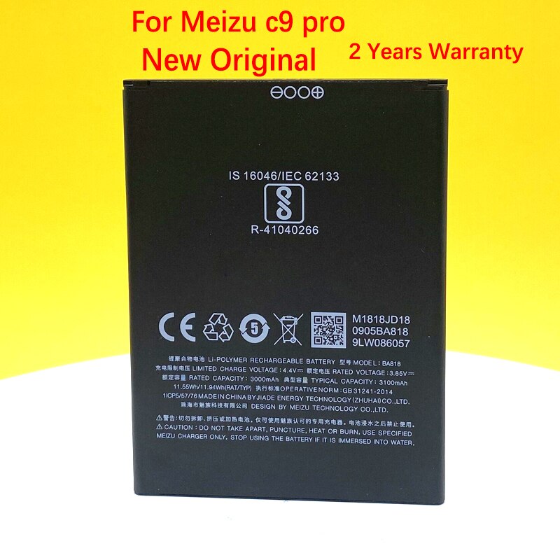 Originele 3100Mah Batterij Voor Meizu C9 Pro BA818 Smart Phone + Tracking Nummer