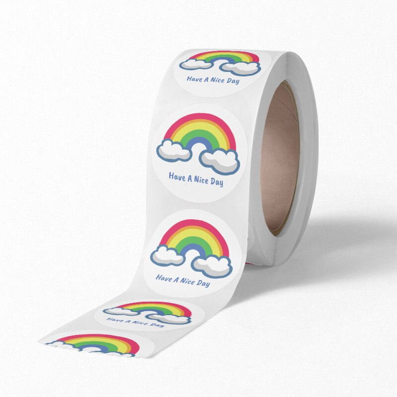 "Miłego dnia" tęczowe naklejki 500 szt. Okrągła samoprzylepna dekoracyjna etykieta uszczelniająca naklejki na prezenty świąteczne, wesele, impreza