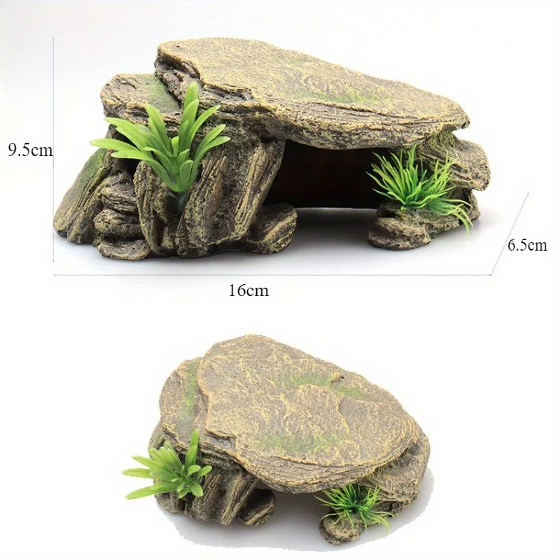 1pc akvarium skilpadde akvarium dekorasjon terrasse kunstig ly dekor ornament reptil hvile til fisk terrapiner frosker skilpadder