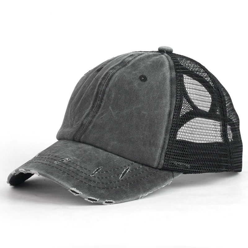 1 stk. justerbar solhat unisex afslappet almindeligt mesh baseball cap snapback hatte til kvinder mænd hip hop trucker cap streetwear hat: Sort