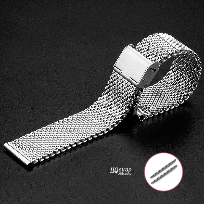 Correa de reloj milanesa 1,0/0,6/0,4, 18mm, 20mm, 22mm, correa de repuesto Universal de acero inoxidable para pulsera Seiko para pulsera de rol: Negro y gris / 12 mm