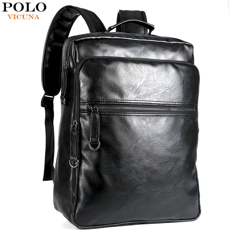 VICUNA POLO-Mochila de cuero a la para hombre, morral escolar para ordenador portátil, impermeable, de viaje, tamaño grande