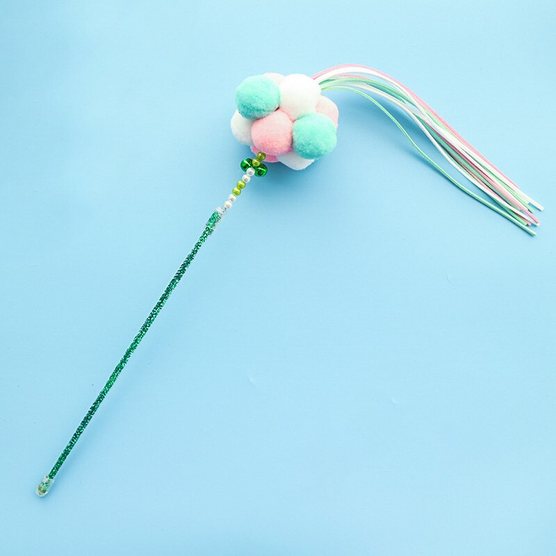 Katten speelgoed plastic kitten interactieve stok 5 kleuren grappig kattenhengel spel stok speelgoed huisdierbenodigdheden katten accessoire huisdier stok: Stijl 3