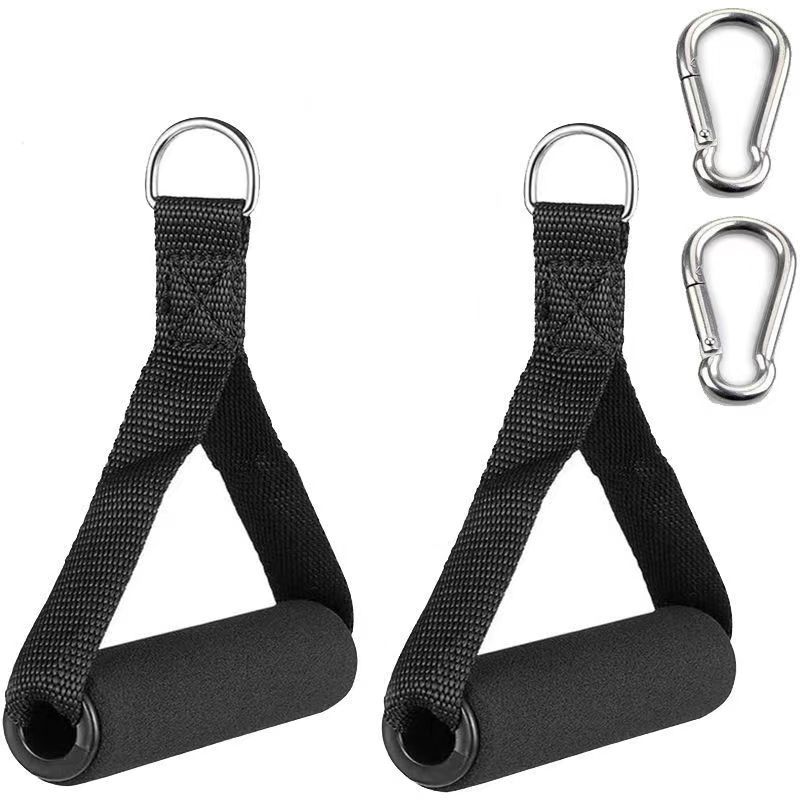 Faixas de resistência para academia, acessórios, alças, aderência antiderrapante, correias de nylon forte, fitness, máquina de cabo resistente, equipamento de treino: Preto