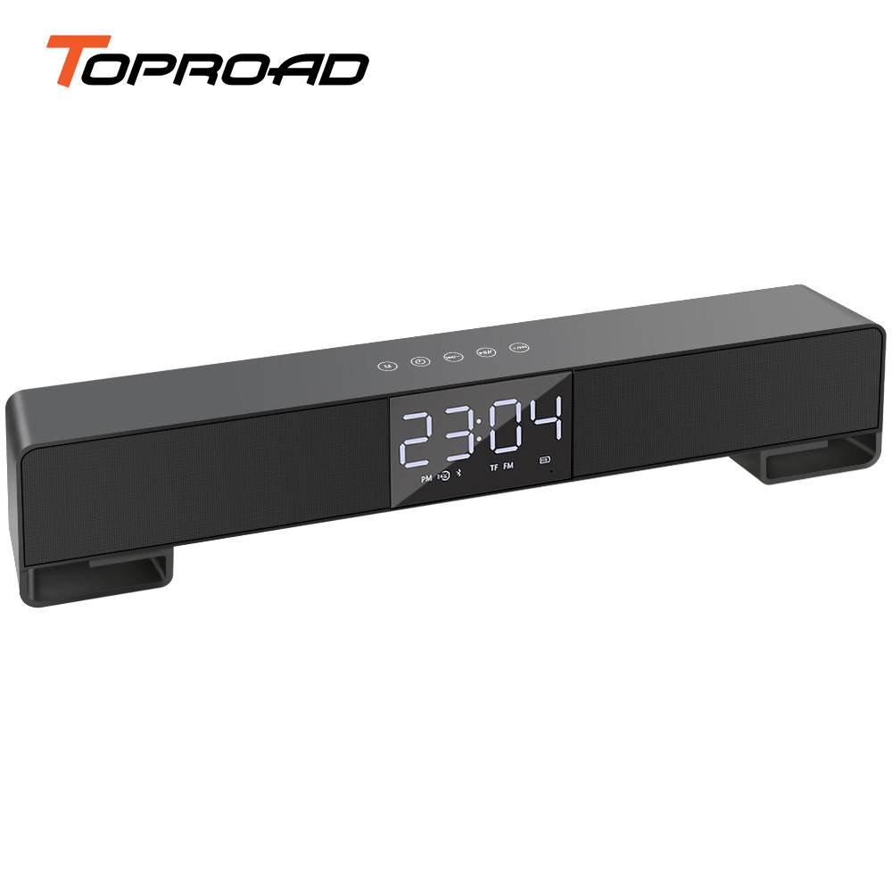 TOPROAD Touch Wireless Soundbar Dual Bass Stereo Bluetooth Speaker Support LCD Display Clock Handfree Radio Boombox for PC Phone