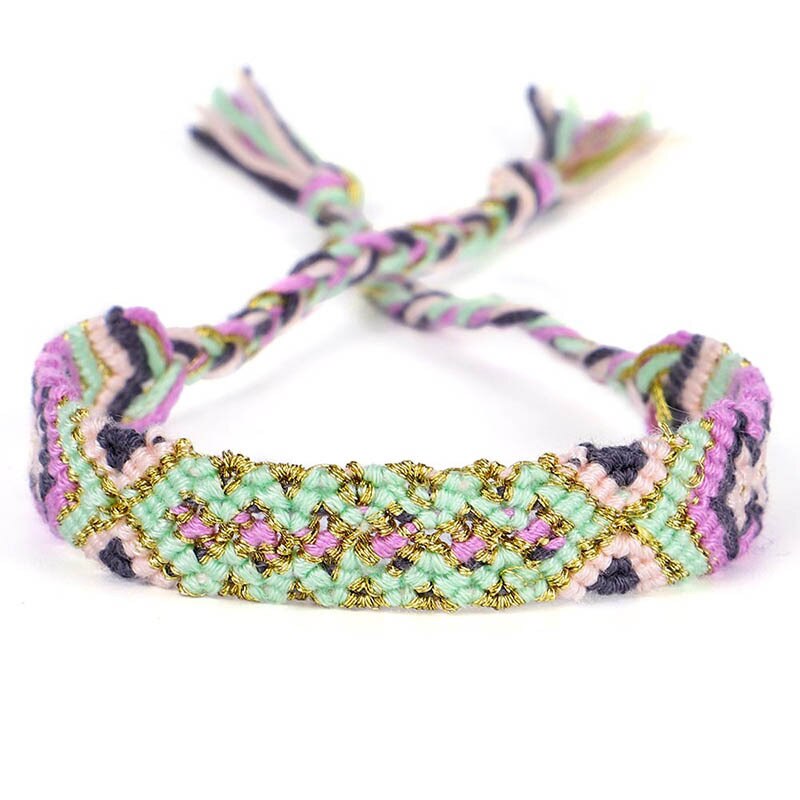 Meetvii Ethnische Boho Handarbeit Geflochtene Baumwolle Seil Armbänder für Frauen Glück Freundschaft Armbänder: 3