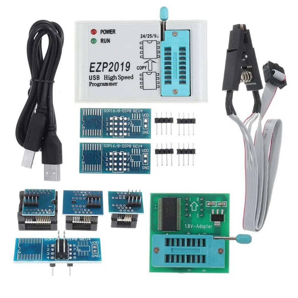 EZP2019 High Speed SPI FLASH Programmer 24/25/93 bios 25T80 Burning Offline Copy Programming - Type 3: with 8 base