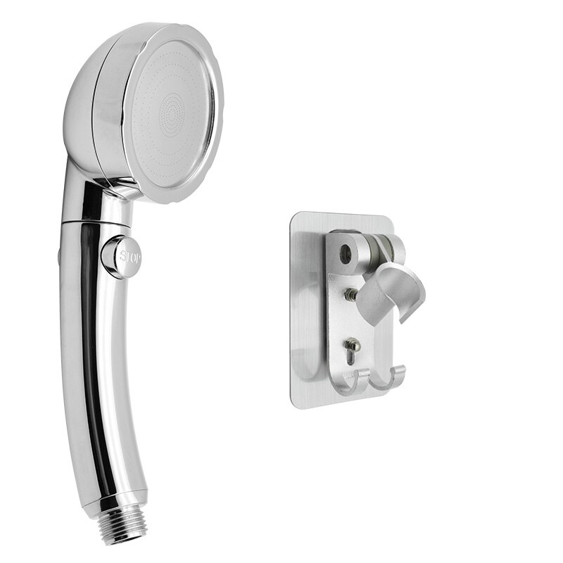 Handheld Douchekop Hoge Druk Chrome 3 Spary Instelling Met On/Off Pauze Schakelaar Waterbesparende Verstelbare Luxe Spa afneembare: drill free set