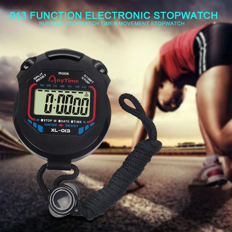 Classic Digital Handheld LCD Chronograph Sports Stopwatch Timer Stop Watch with string