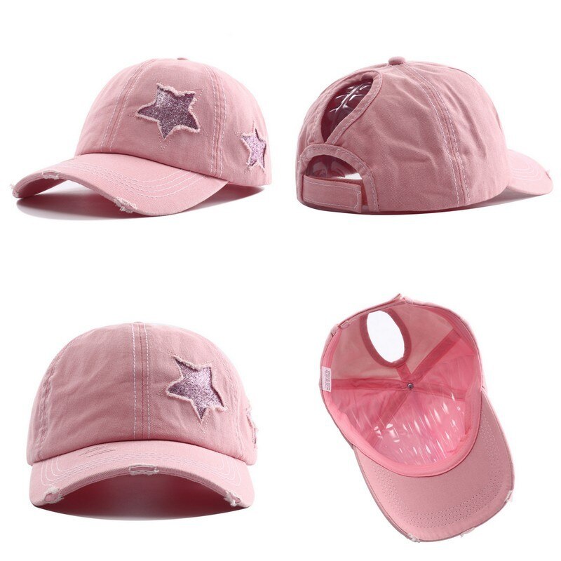 2022 nowy projektant kobiet czarny niebieski różowy wysoki kucyk czapka z daszkiem czapeczka Femme roztrzepany kok końnarty ogon Bling kapelusze dla kobiet kości