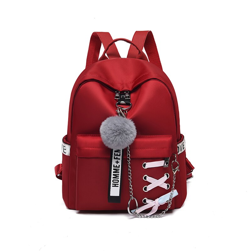 Toposhine Kette Frauen Rucksack Bänder Damen Schule Tasche 5 Farbe Mädchen Riemen Kleine Schulter Tasche Weibliche Reisen Sanft Rucksäcke: rot