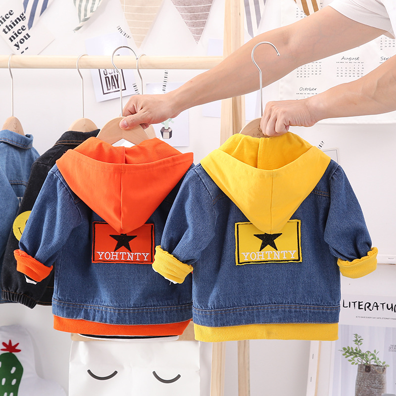 Veste de printemps-automne pour garçons | Pentagramme, veste en Denim pour filles, manteau, vêtements pour enfants de 1-2-3-4 ans