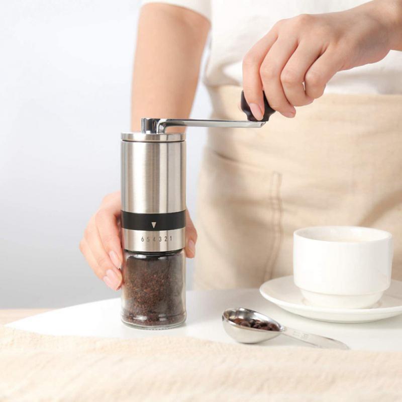 6-level Manual Coffee Grinder Portable Hand Grinder Mill Adjustable Grinding Machine Home Office Coffeeware