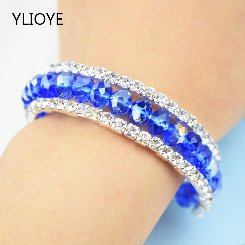 Rhinestone Crystal Silver Plated Bracelets For Women Red/Black/Blue/Multicolor /Yellow/Green/White Bracelets & Bangles