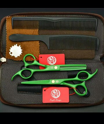 6 inch Hairdressing scissors set Straight Thinning Barber shears Personality Hair Cutting Shears: PD-6GR set bag comb