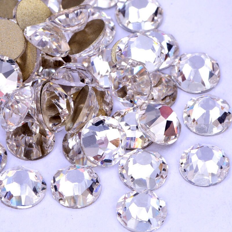 OLEEYA-diamantes de imitación para uñas F0242, 16 caras de Cristal AB, diamantes de imitación planos, sin adhesivo, 2088: Crystal / SS20-1440pcs