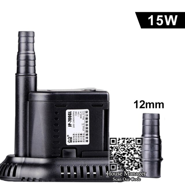 Submersible Water Pump to run bottom water in low place position, bottom inlet pump for Aquarium fish tank pond, suction pump: 15W / EU Plug adapter