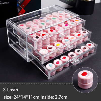 Akryl nail art tilbehør perler opbevaring kuffert skuffe æske krystal negle kunst dekoration arrangør holder smykke beholder: 3 lags kasse