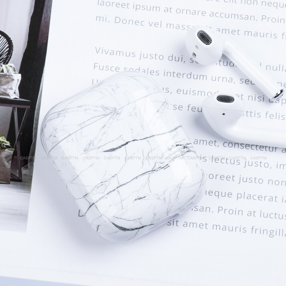 Marmurowy wzór ochronny do Airpods 1 2 twardy PC odporna na wstrząsy futerały ochronne do AirPods 1 2 marmurowa skóra etui na słuchawki: 01