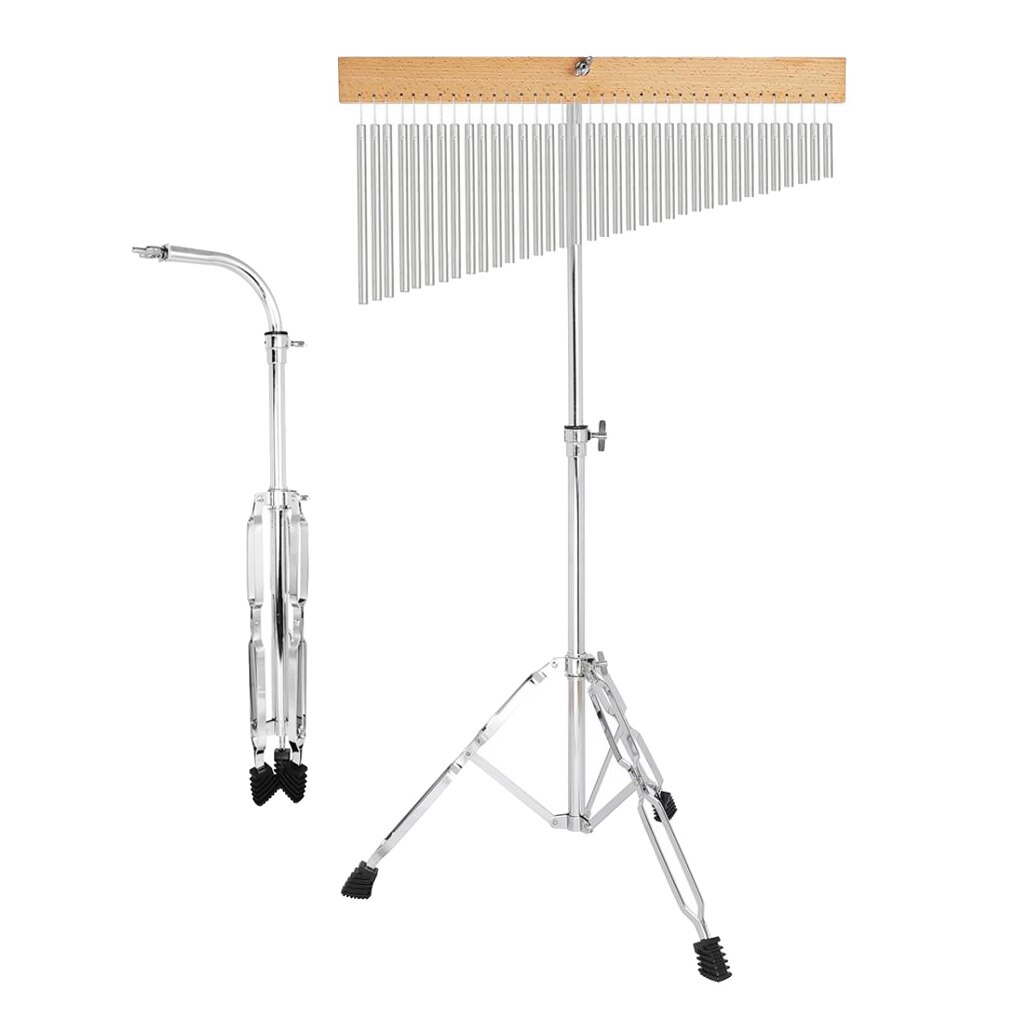 Aluminum 36-Tone Single-row Classic Bar Chimes Musical with Tripod Stand Percussion Instrument with Tripod Stand and Strick