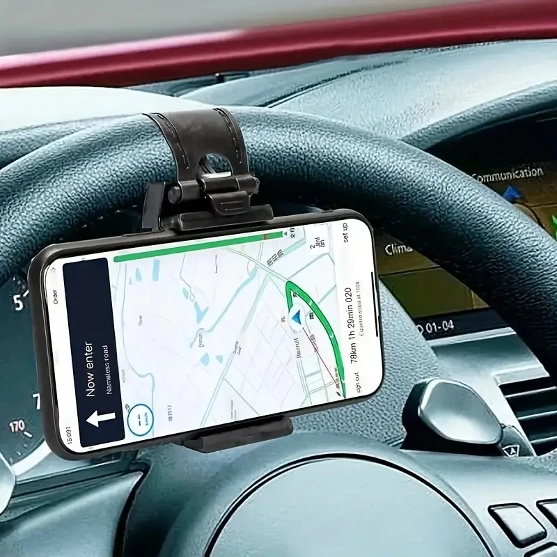 Soporte Universal para teléfono para volante de coche, soporte con gancho para navegación, soporte para teléfono móvil en coche para iPhone, Xiaomi y Samsung
