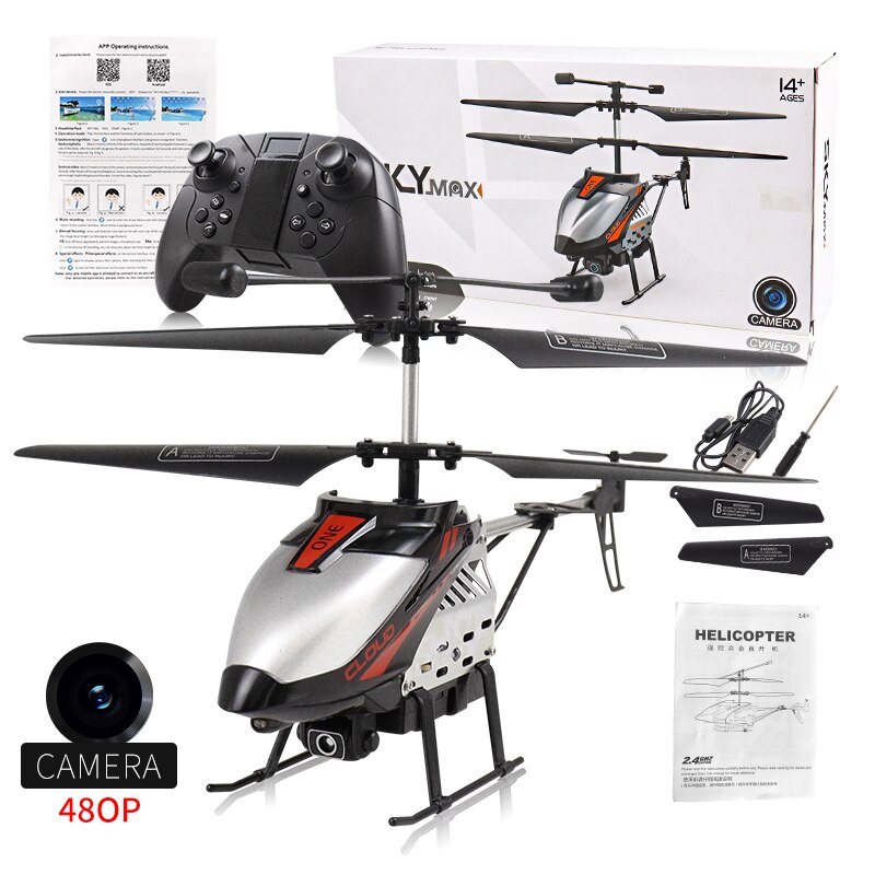 Hélicoptère Rc avec caméra 2.4GHZ sans fil contrôle infrarouge avion à Induction 4 canaux avec gyroscope intégré 500mah grande batterie: 480p black