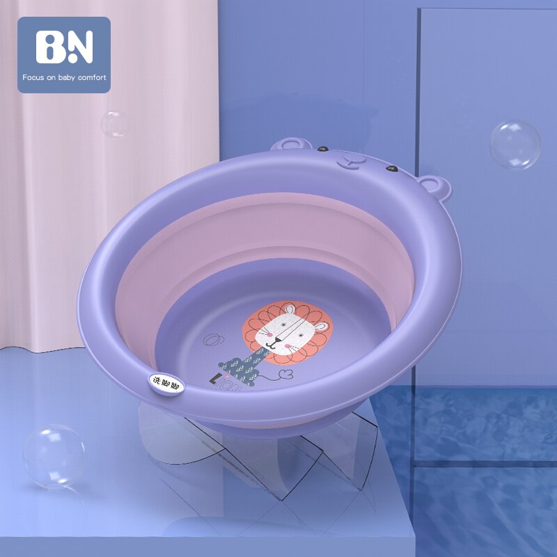 Pliable bébé baignoire bassin pliant Silicone baignoire Portable enfants lavage visage pieds baignoires pliable épaissir lavabo: Grape purple